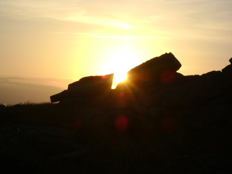 Sunset behind rocks