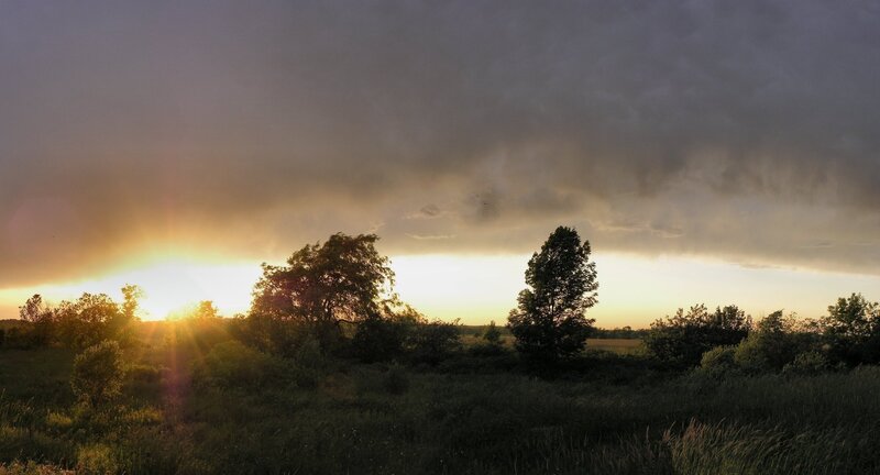 Sunset behind storm clouds