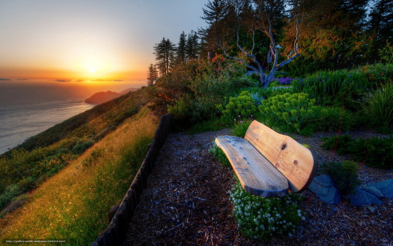 Sunset bench overlooking the ocean