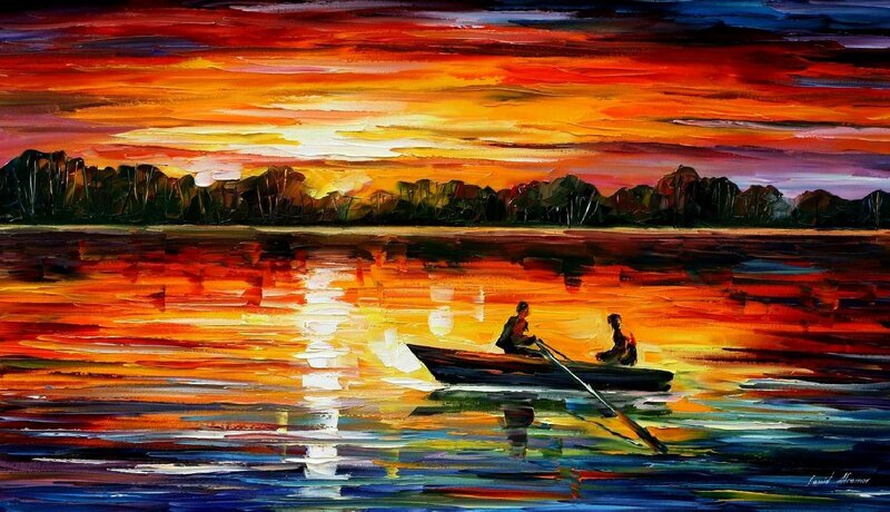 Sunset boat ride painting
