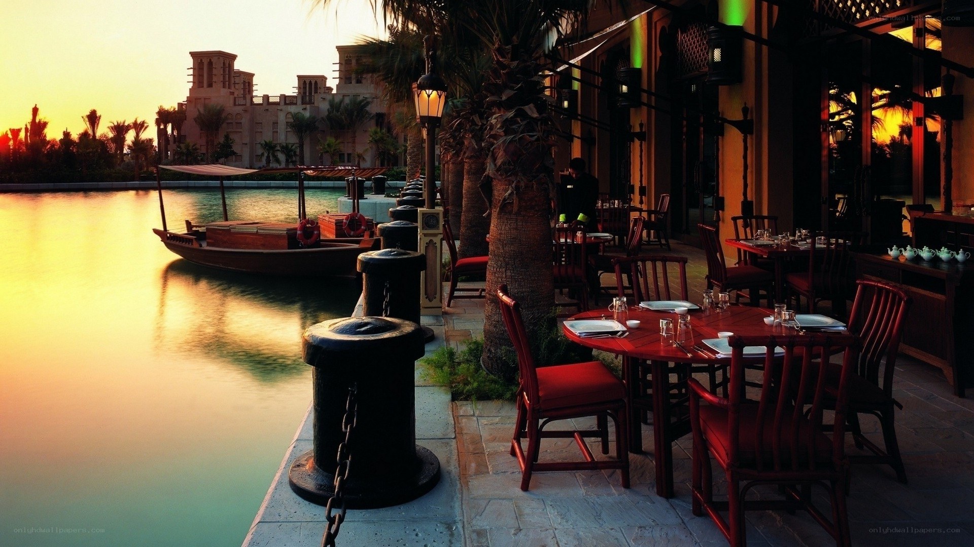 Sunset by the canal