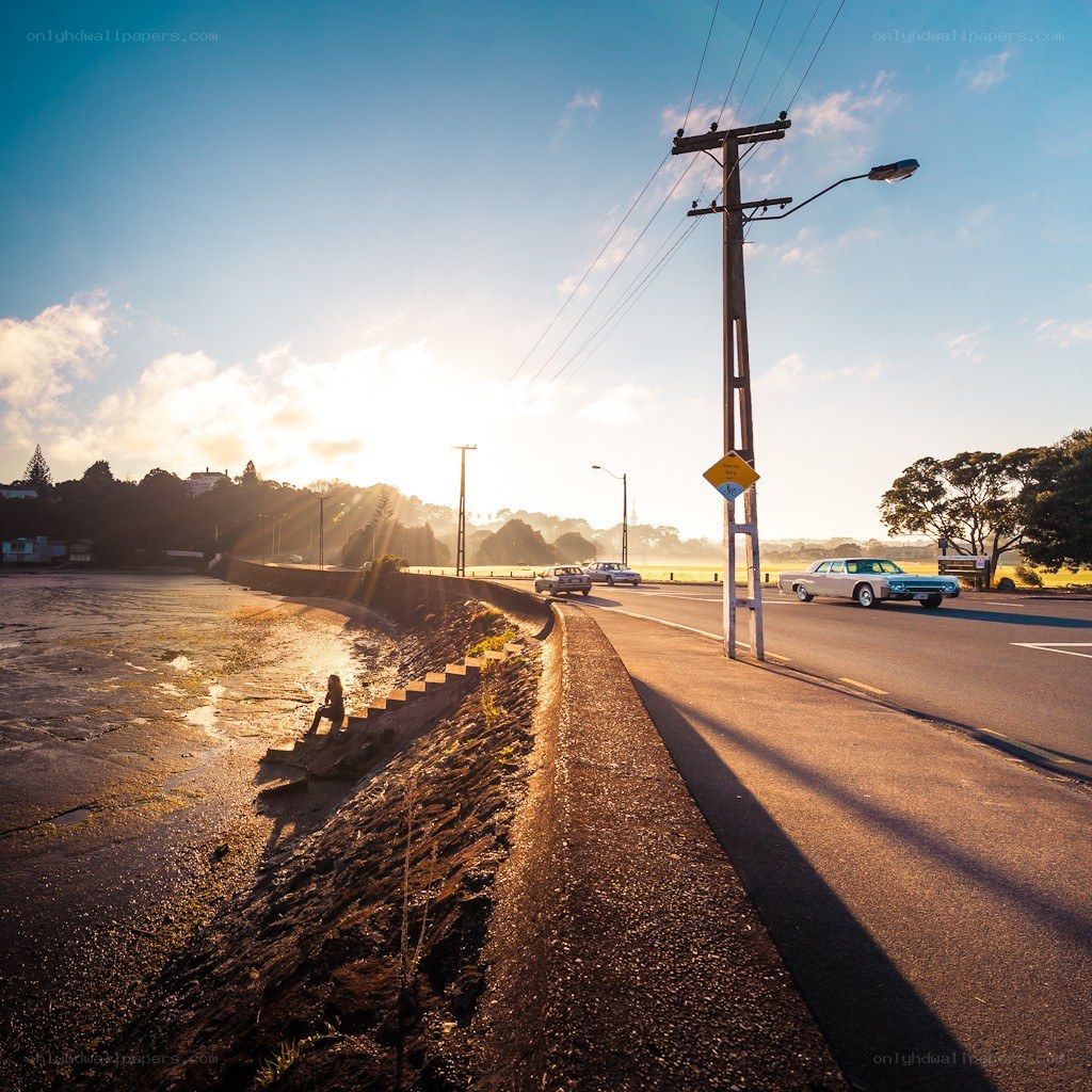 Sunset by the coastal road