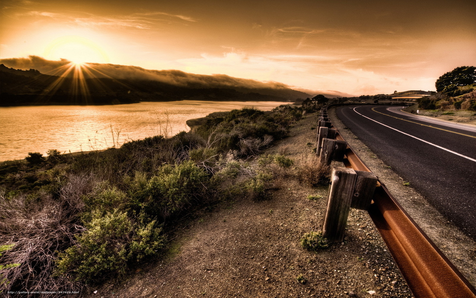 Sunset by the coastal road