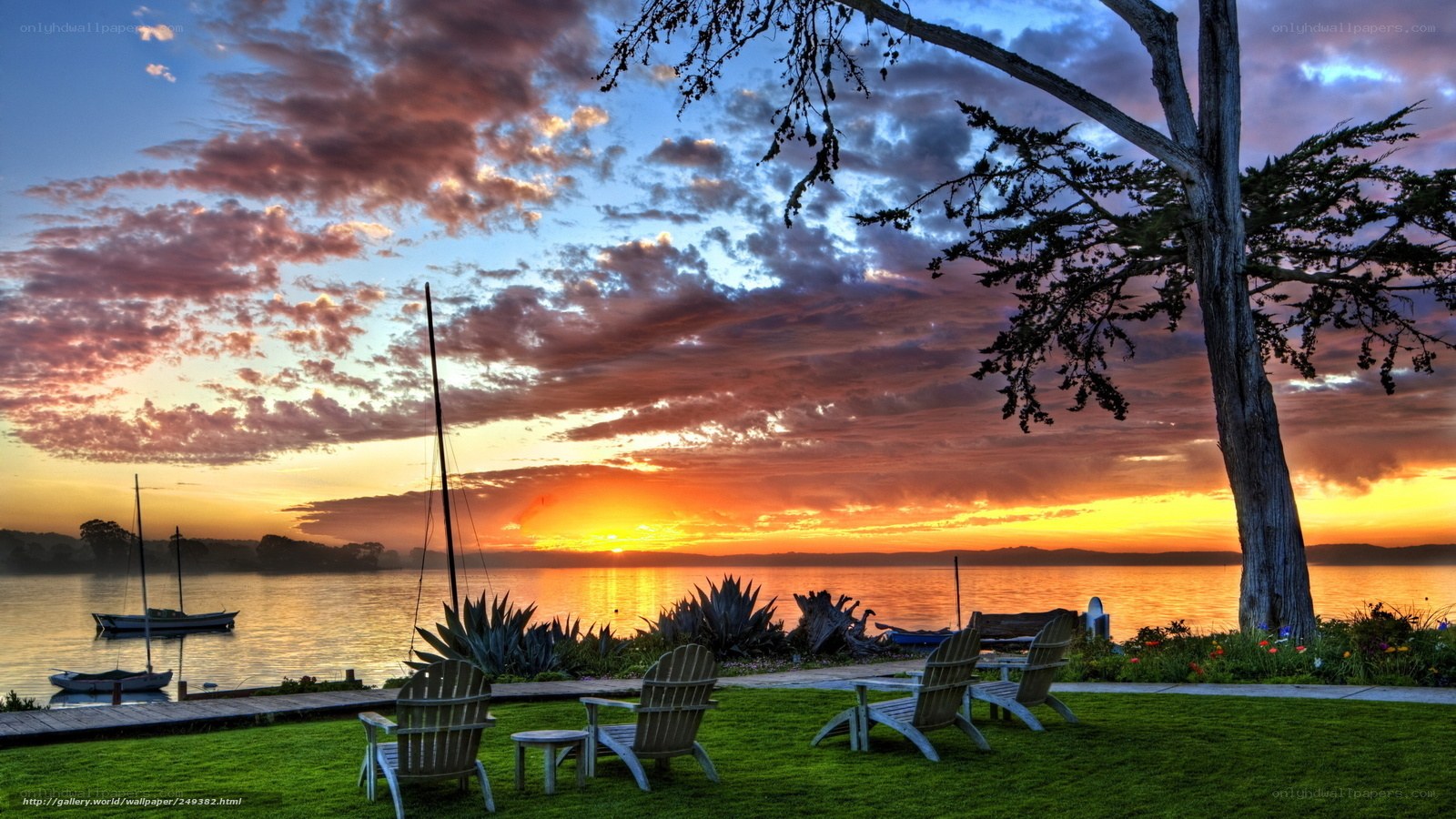 sunset by the lake