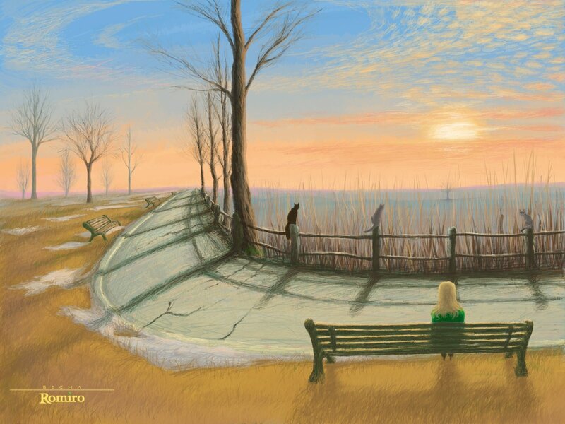 Sunset by the lake