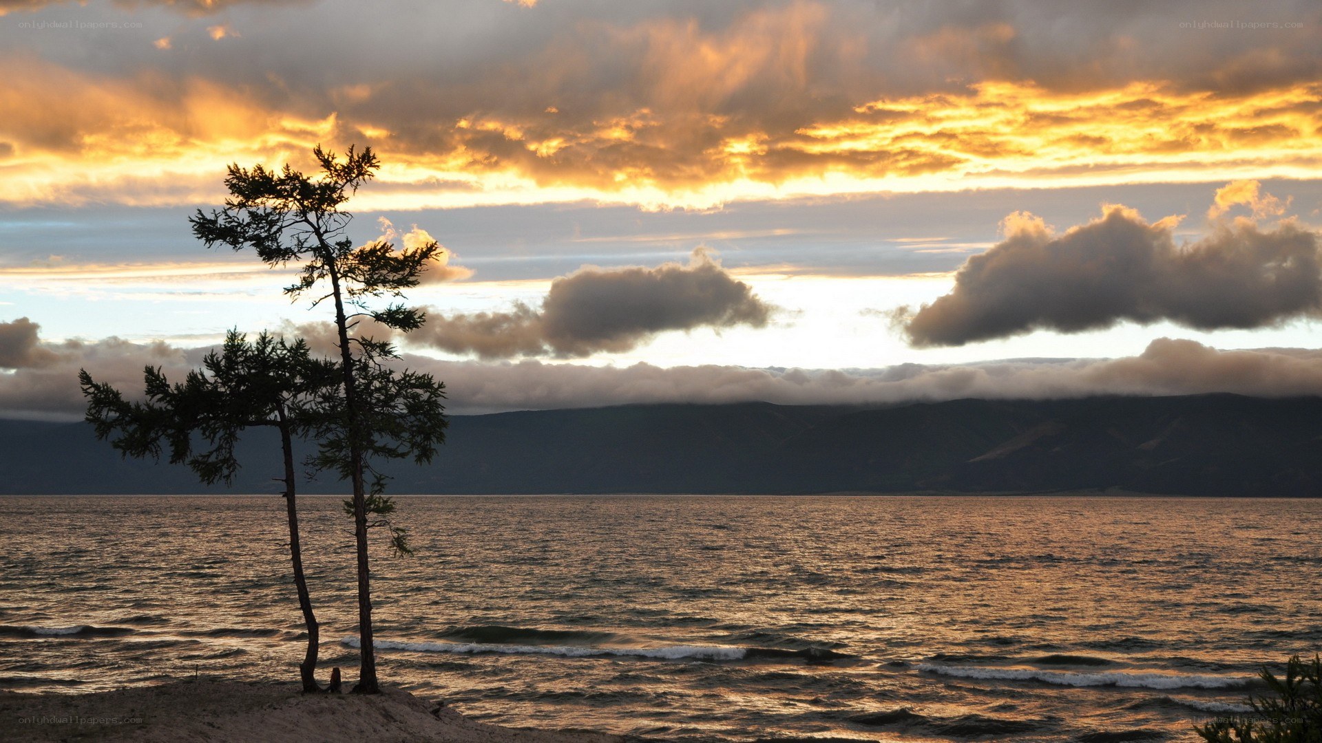 sunset by the lake