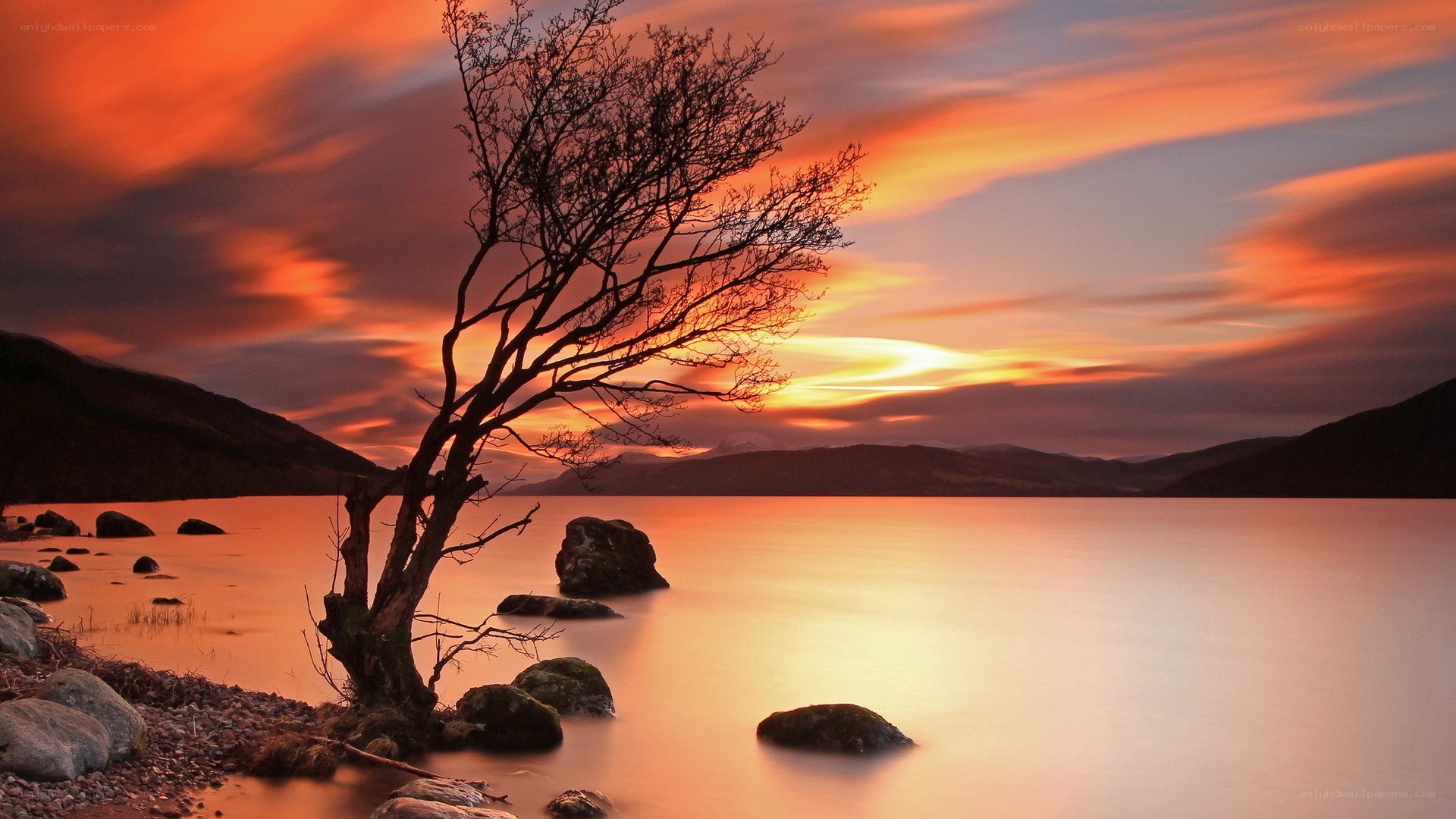Sunset by the lake