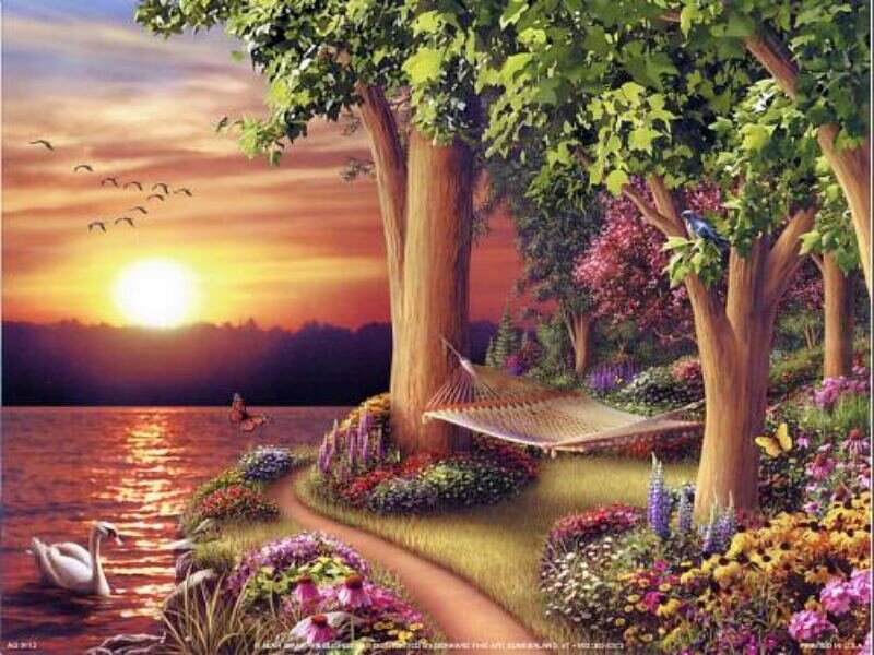Sunset by the lake