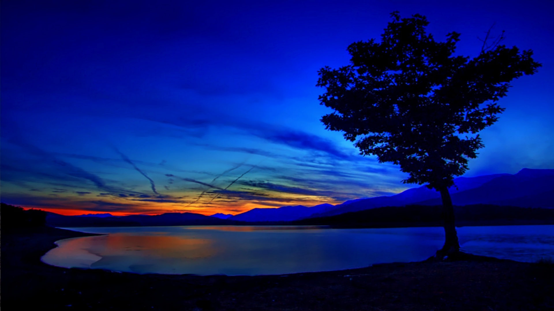 sunset by the lake