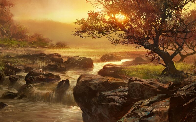 Sunset by the river