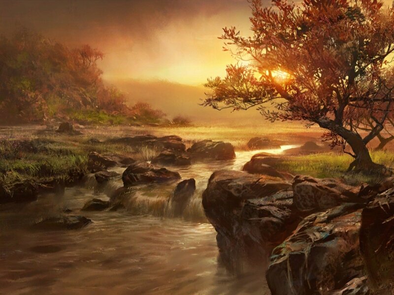Sunset by the river