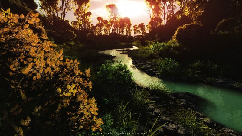 Sunset by the river