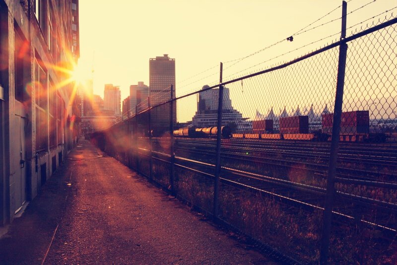 Sunset by the train tracks