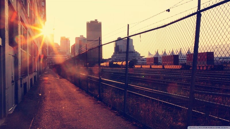 Sunset by the train tracks