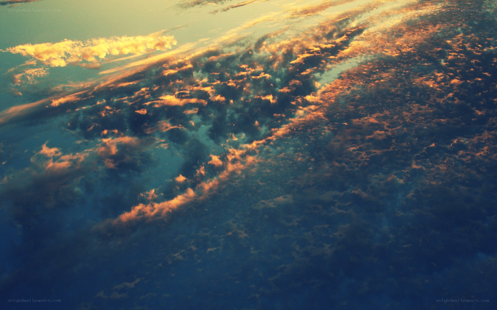 Sunset clouds from above