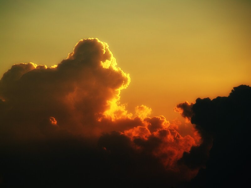 Sunset clouds glowing orange