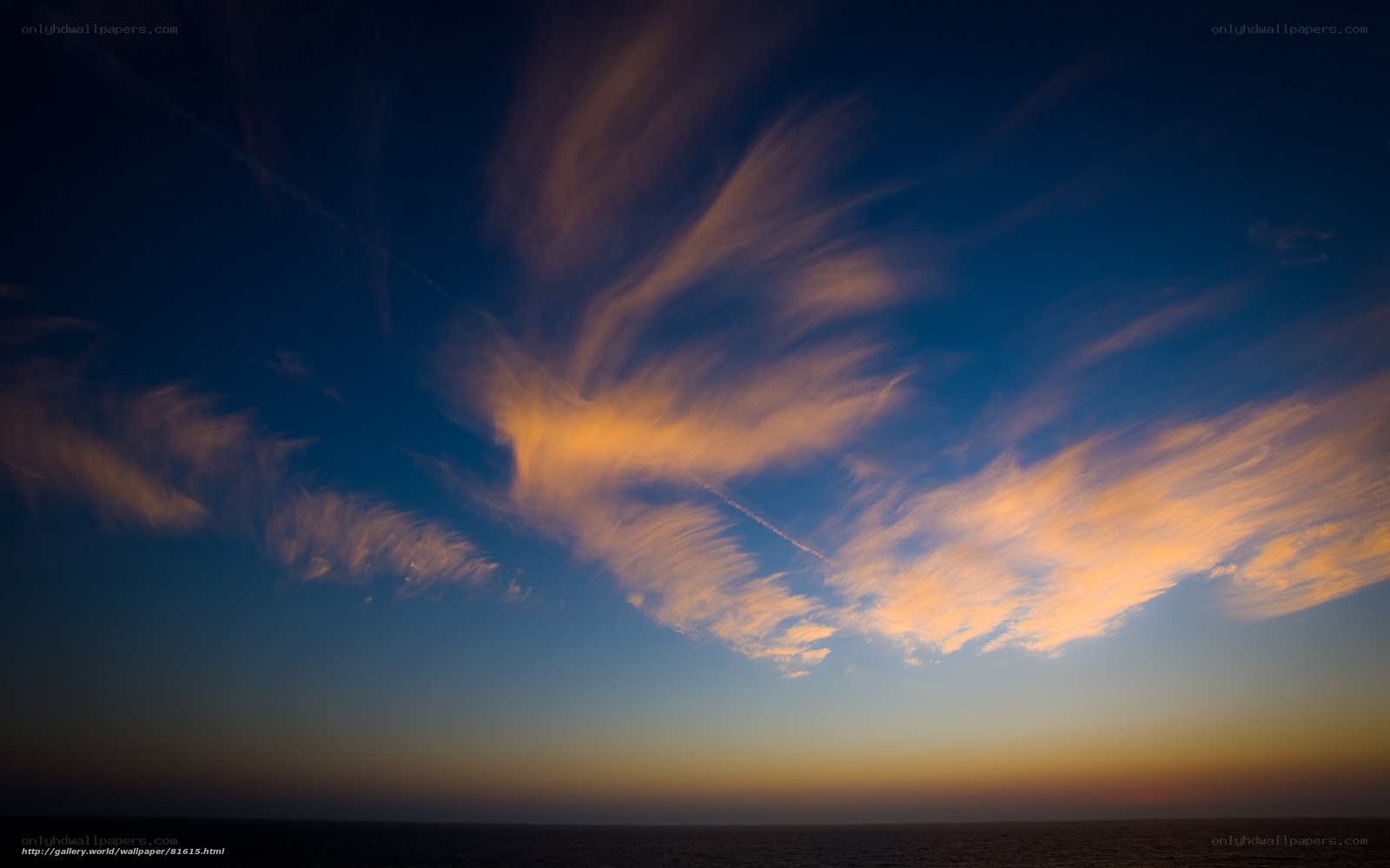 Sunset clouds over the ocean