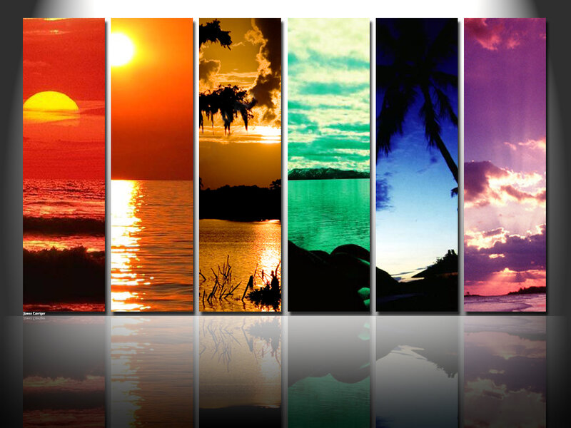 Sunset collage with reflections