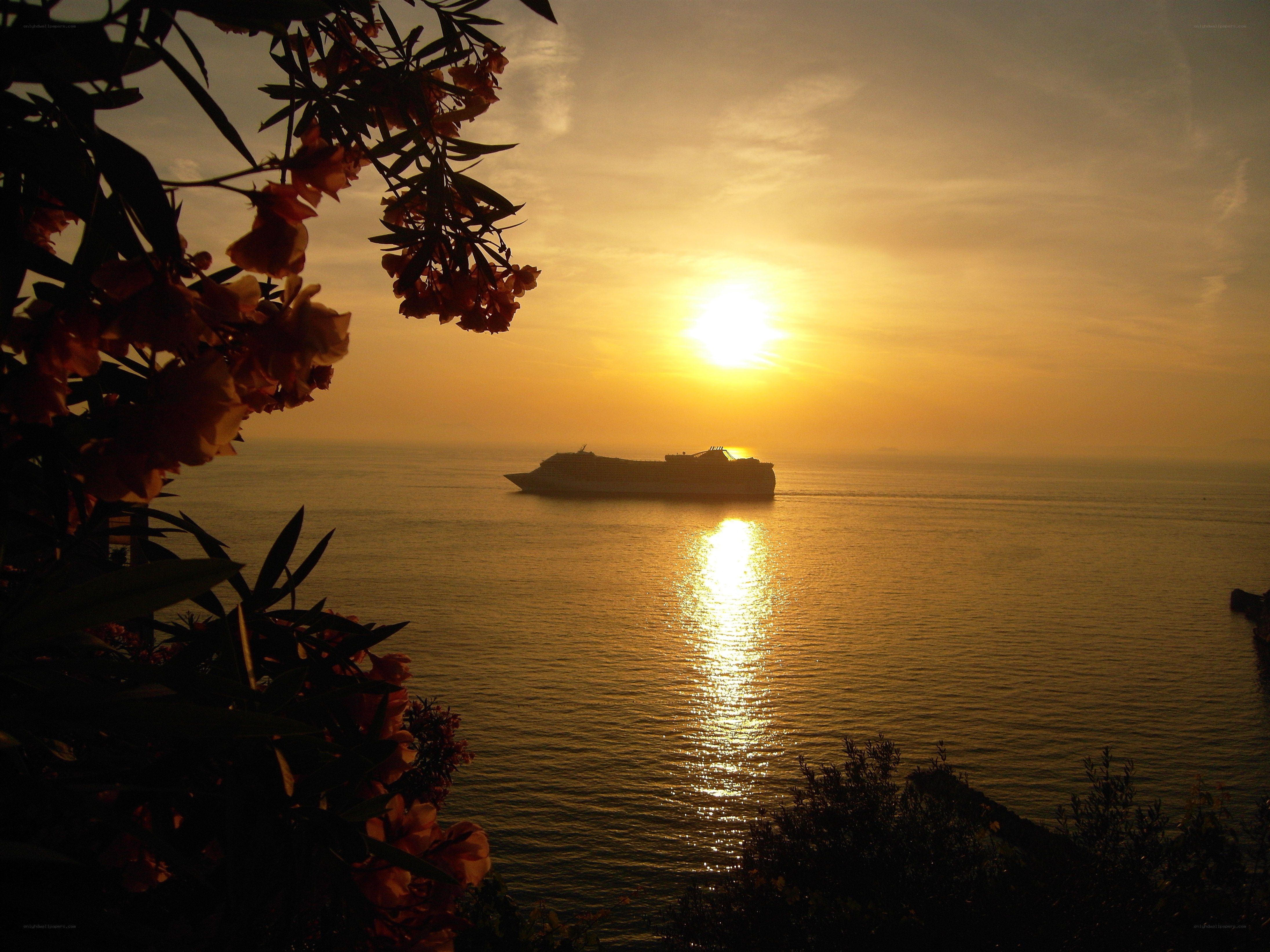 Sunset cruise at sea