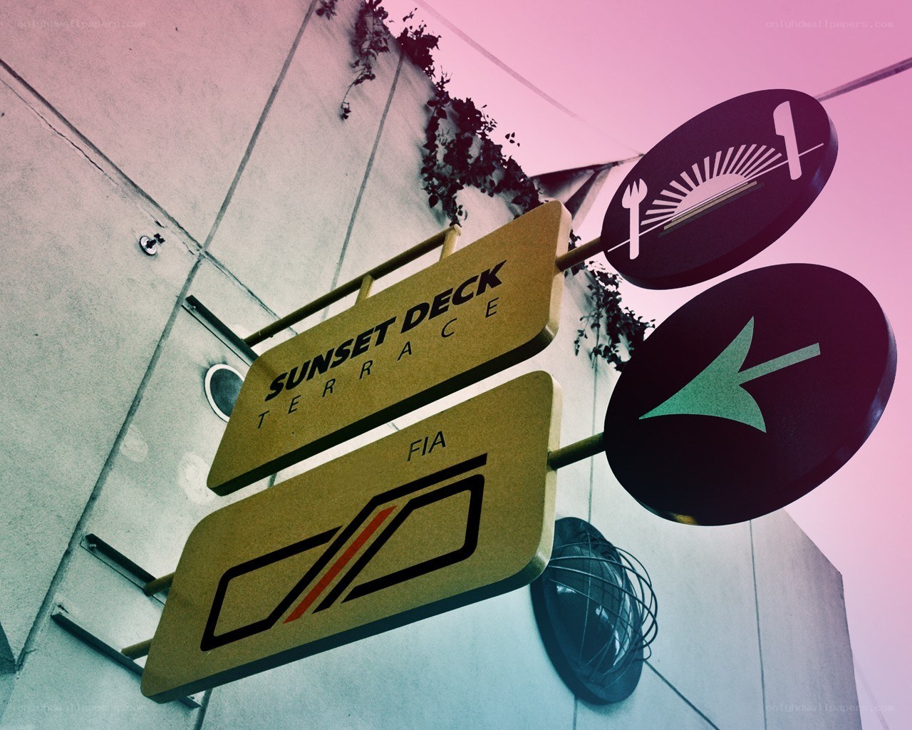 Sunset Deck Terrace sign