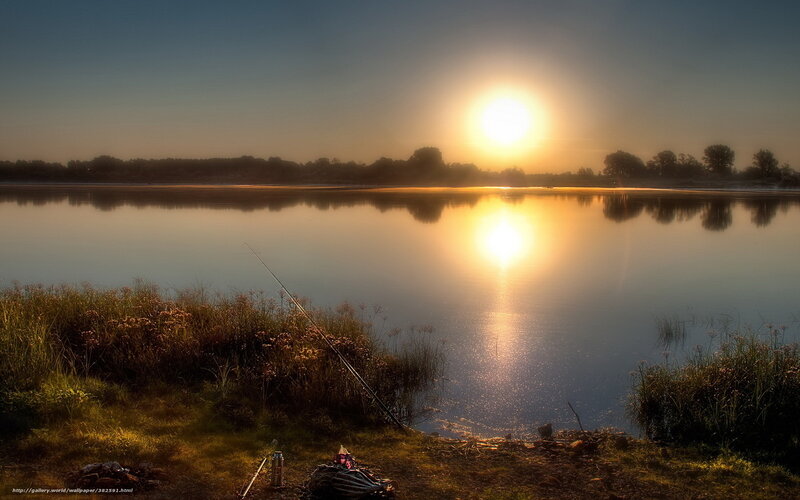 Sunset fishing by the lake