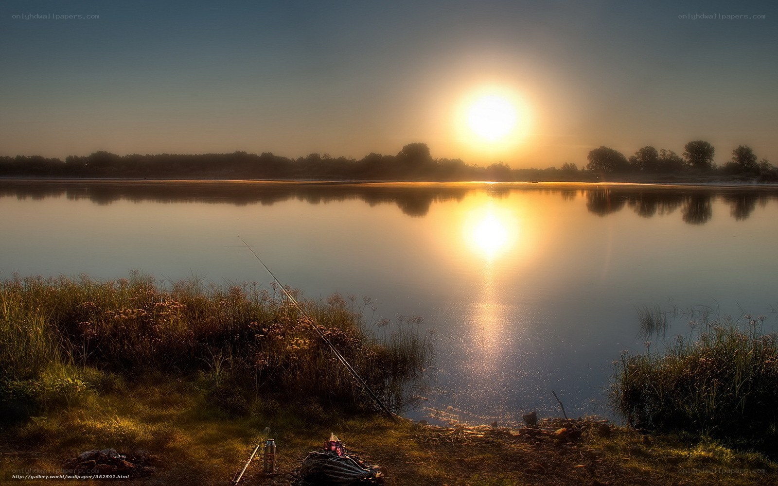 Sunset fishing by the lake