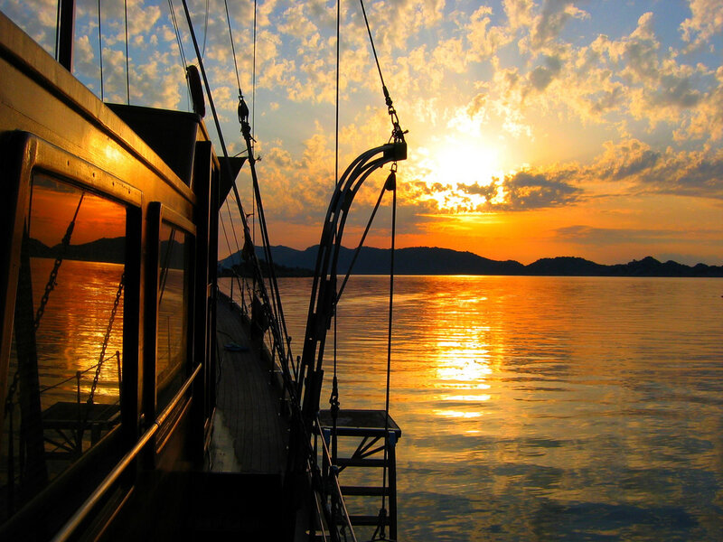 Sunset from a boat deck