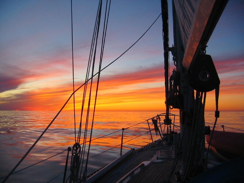 Sunset from a sailboat deck