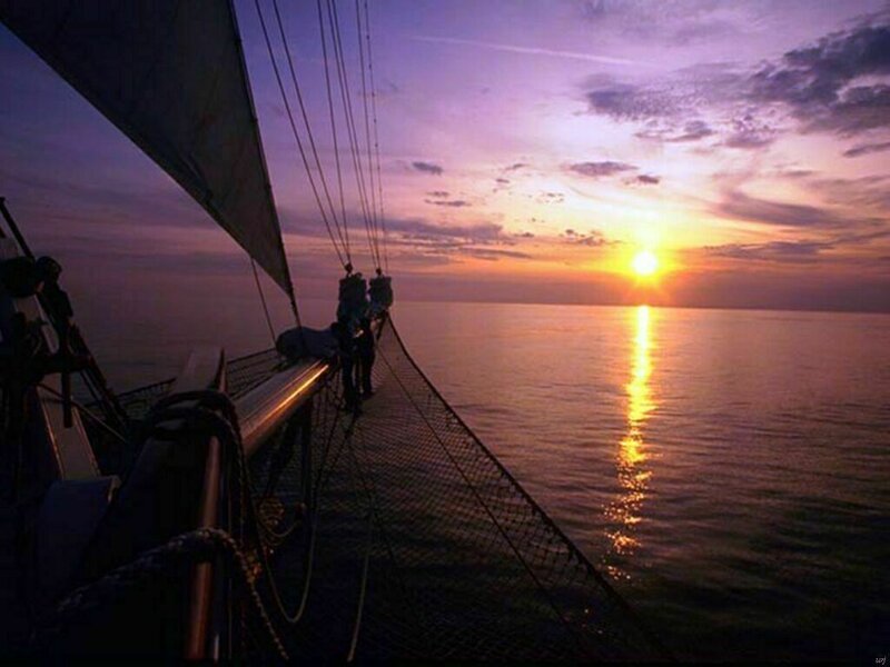 Sunset from a sailing ship
