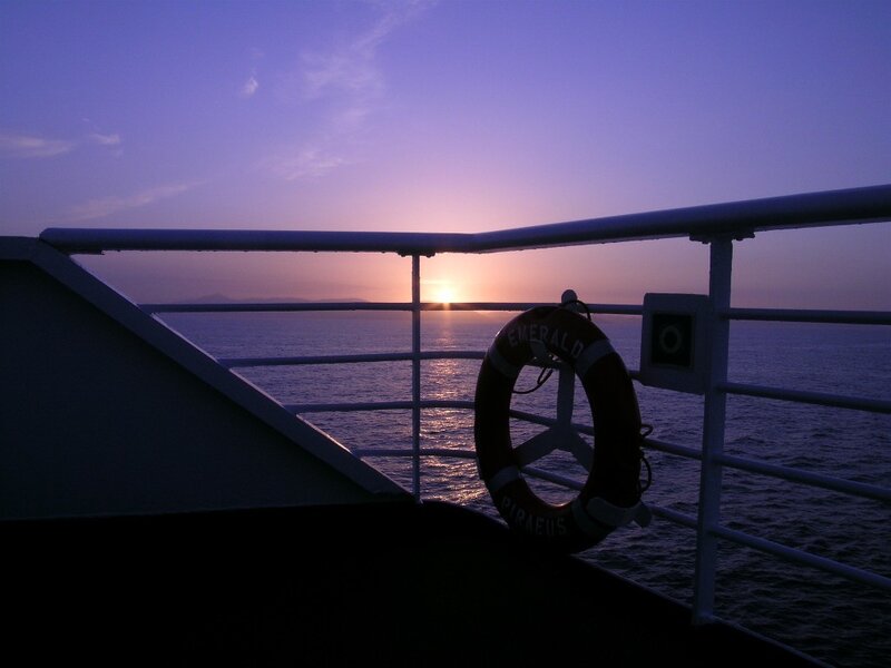 Sunset from a ship deck