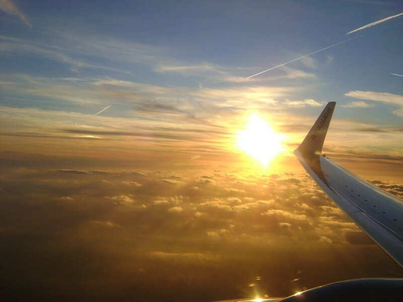 Sunset from airplane window