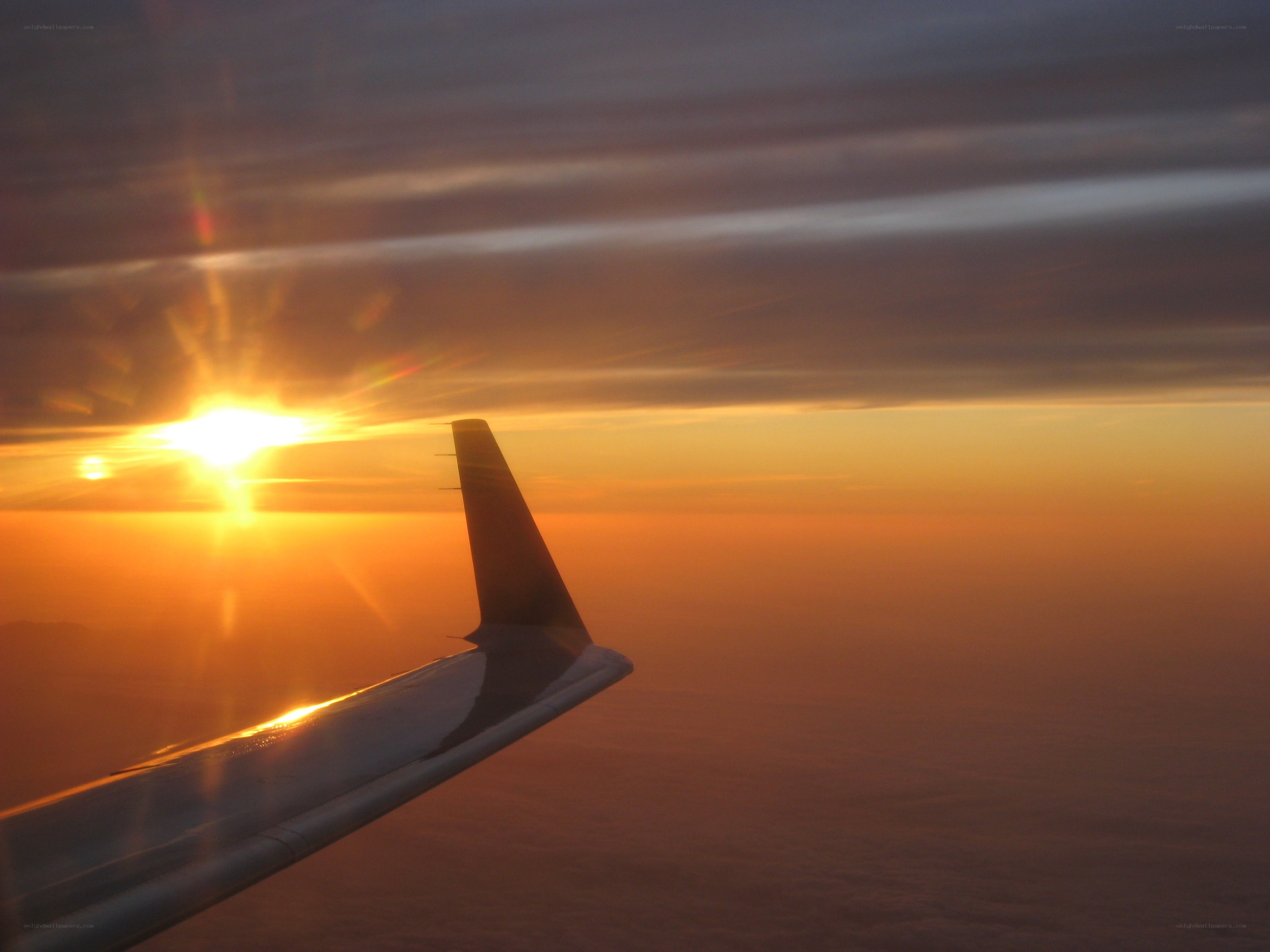 Sunset from airplane window