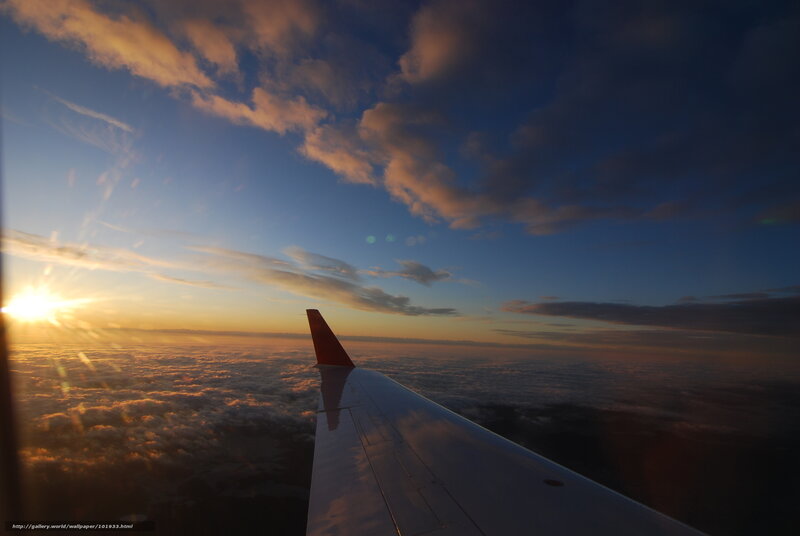 Sunset from airplane window