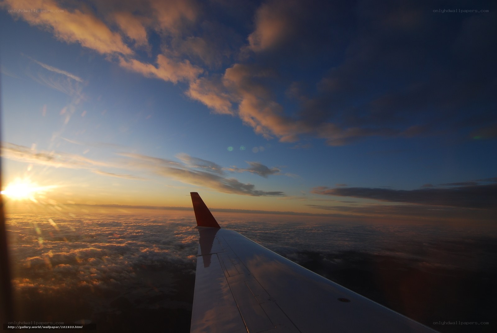 Sunset from airplane window