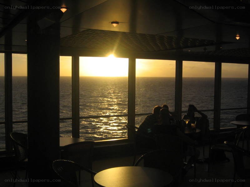 Sunset from ship deck