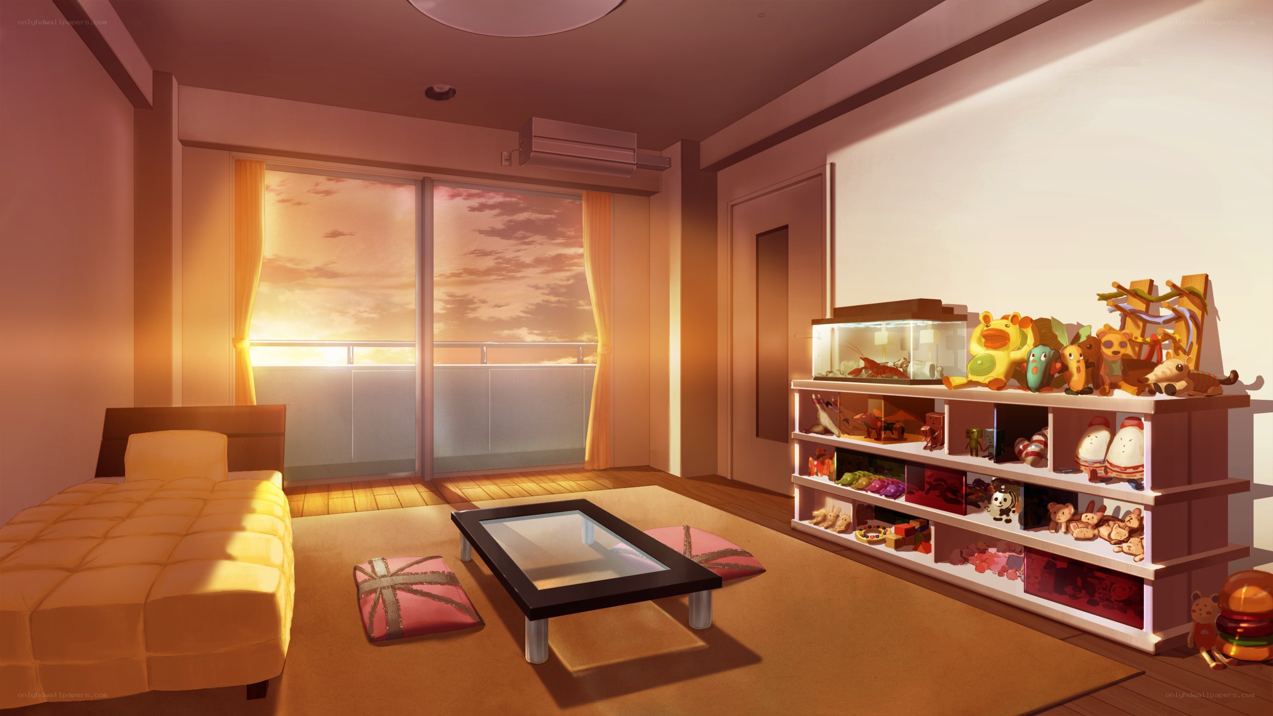 Sunset in a cozy bedroom