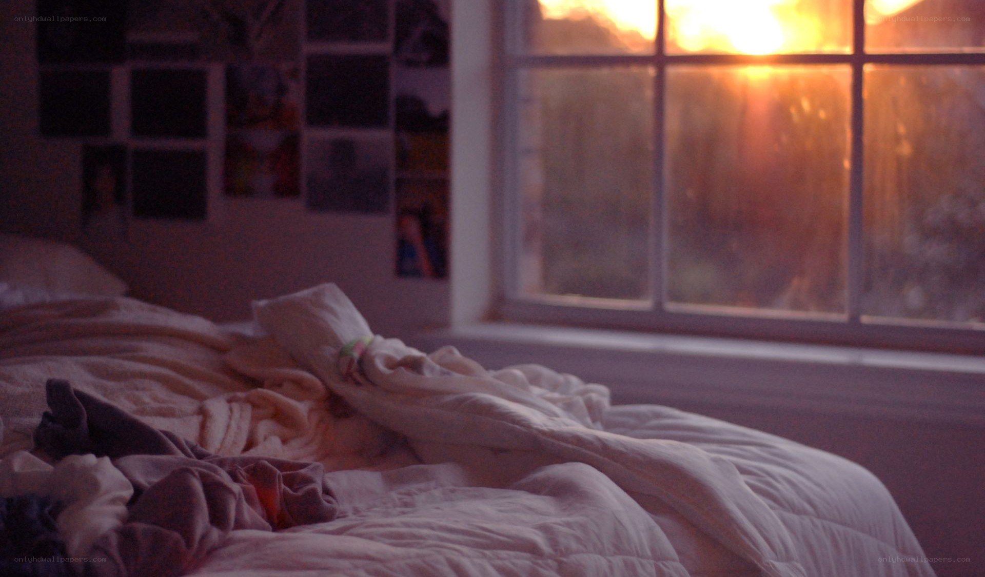 Sunset in a messy bedroom