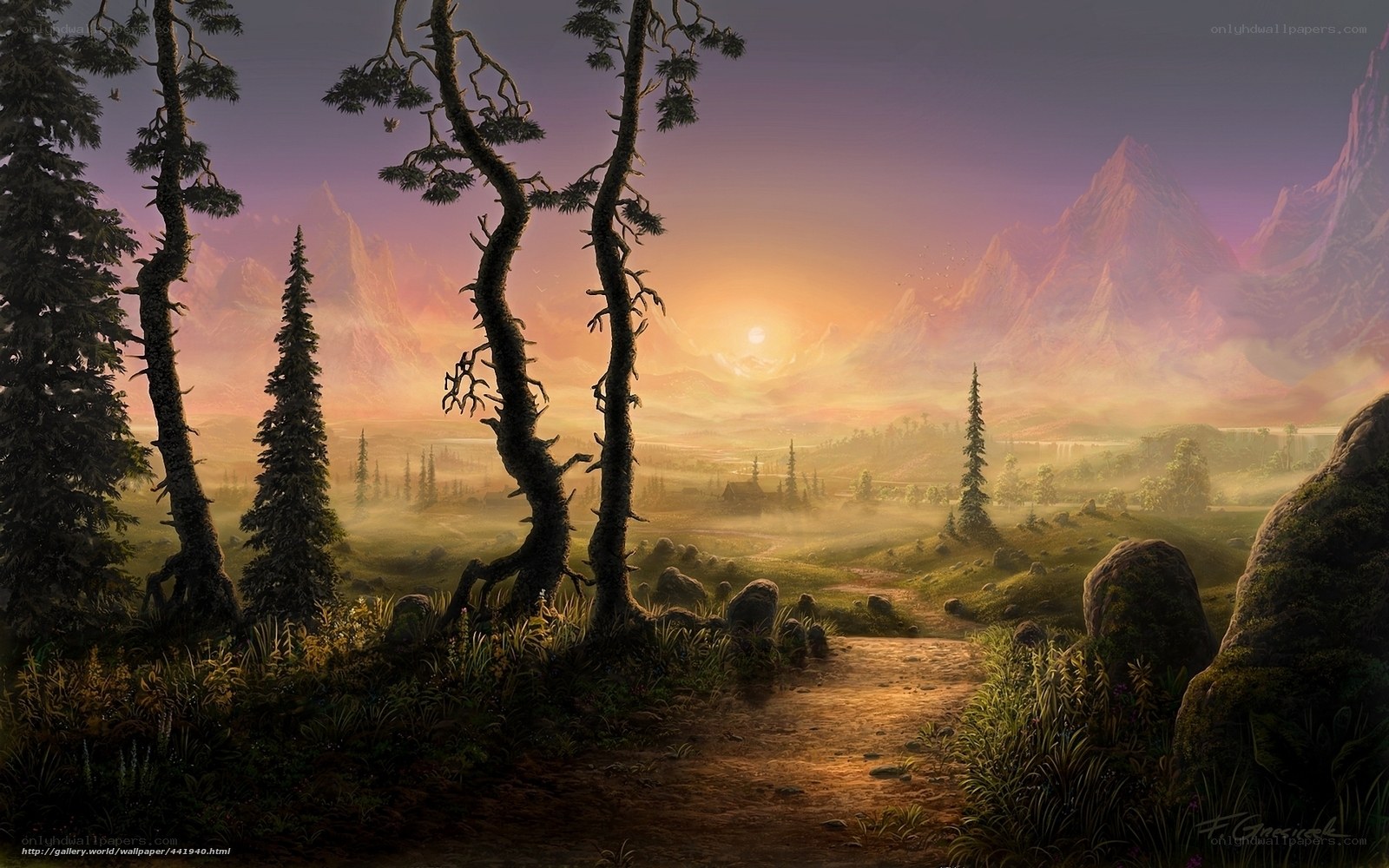 Sunset in a mystical valley