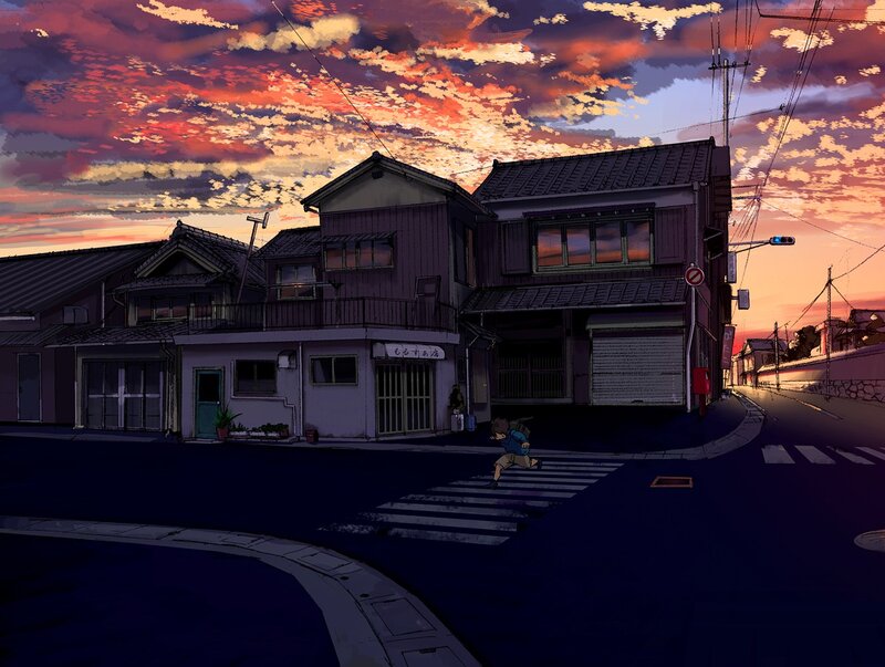 Sunset in a quiet neighborhood