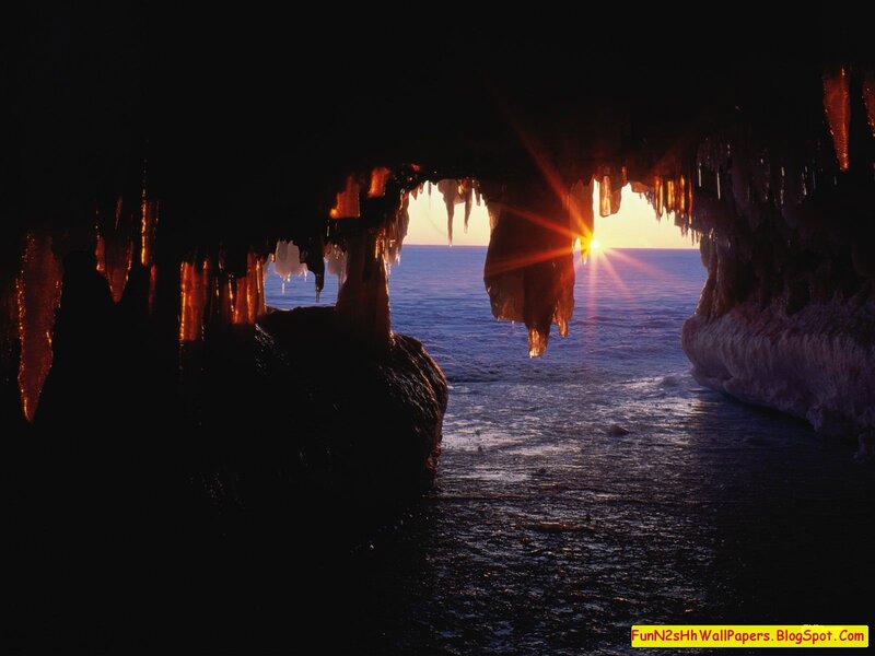 Sunset in an ice cave