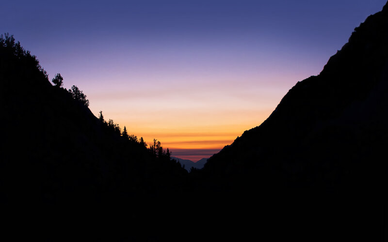 sunset in the mountain valley