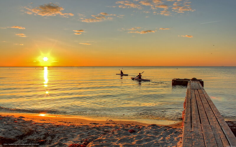Sunset kayaking on calm water