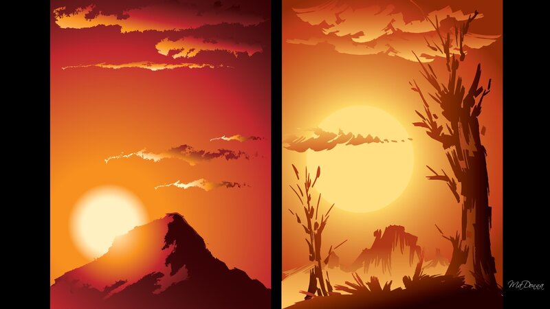 Sunset landscape art