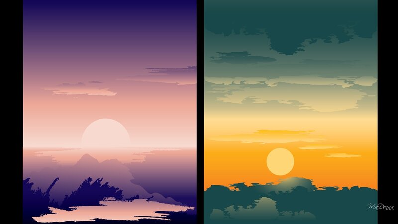 Sunset landscape art
