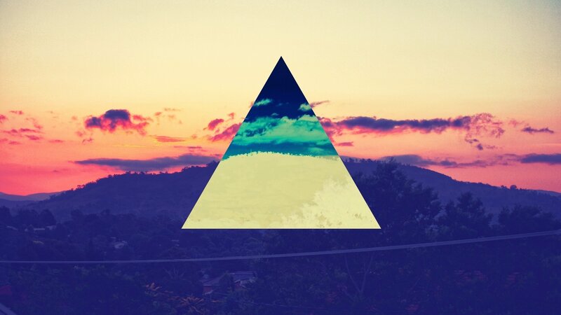 sunset landscape with triangle overlay
