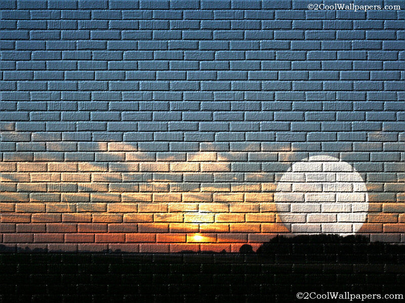 Sunset on a brick wall