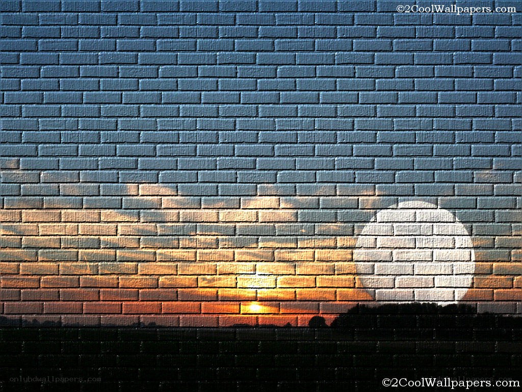 Sunset on a brick wall