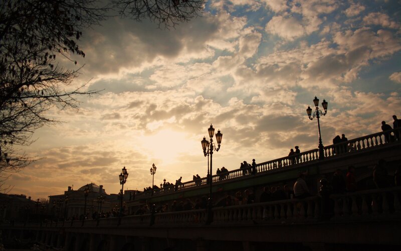 Sunset on a bridge