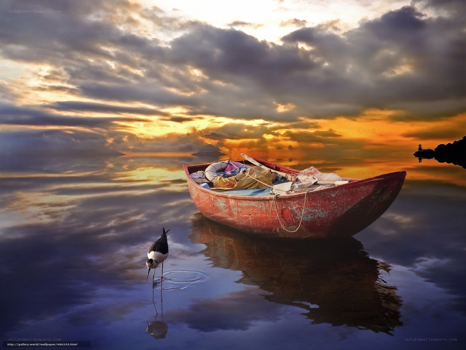Sunset on a calm lake