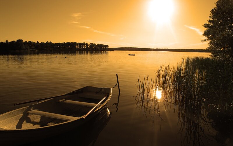 Sunset on a calm lake